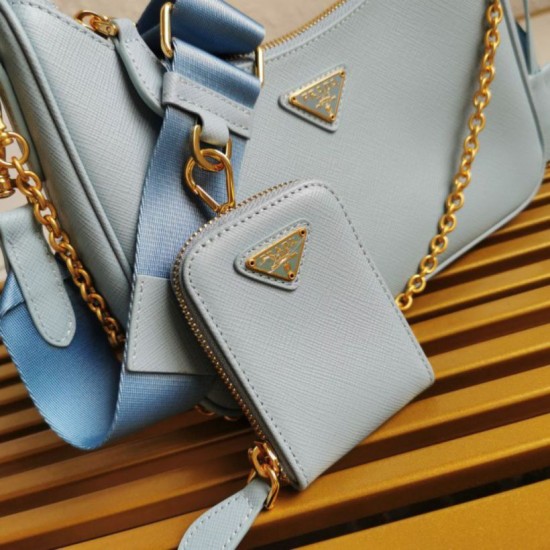 Premio Replica Borsa a mano/borsa hobo Saffiano Prada Re-Edition 2005 Blu Imitazioni Outlet Online