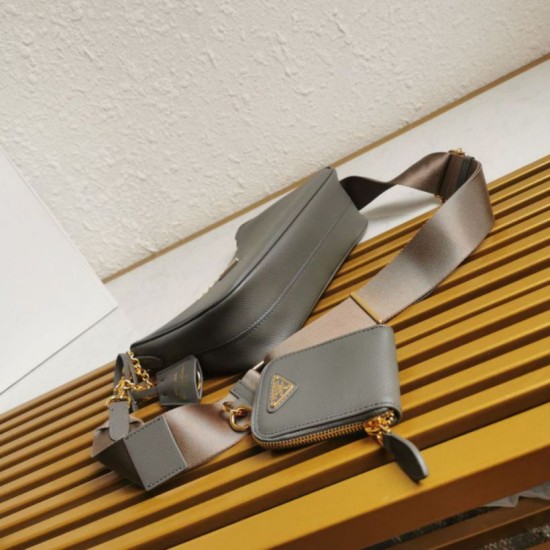 Premio Replica Borsa a mano/borsa hobo Saffiano Prada Re-Edition 2005 Grigio Imitazioni Outlet Online