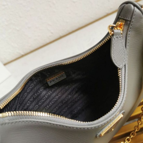 Premio Replica Borsa a mano/borsa hobo Saffiano Prada Re-Edition 2005 Grigio Imitazioni Outlet Online
