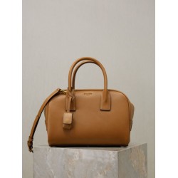 Replica Borsa a mano piccola Sac De Jour Boston YSL Saint Laurent marrone pelle liscia Imitazioni Outlet Online Italia