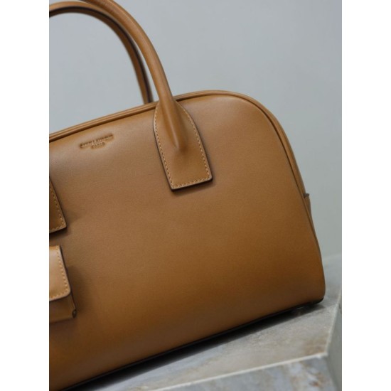 Replica Borsa a mano piccola Sac De Jour Boston YSL Saint Laurent marrone pelle liscia Imitazioni Outlet Online Italia