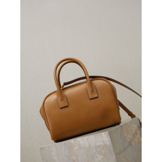 Replica Borsa a mano piccola Sac De Jour Boston YSL Saint Laurent marrone pelle liscia Imitazioni Outlet Online Italia