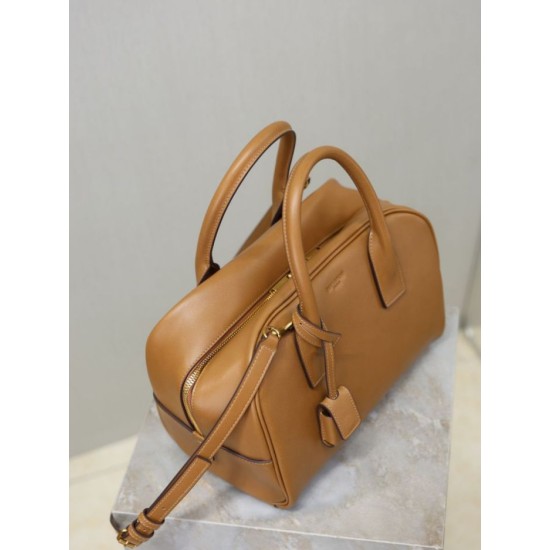 Replica Borsa a mano piccola Sac De Jour Boston YSL Saint Laurent marrone pelle liscia Imitazioni Outlet Online Italia