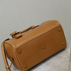Replica Borsa a mano piccola Sac De Jour Boston YSL Saint Laurent marrone pelle liscia Imitazioni Outlet Online Italia