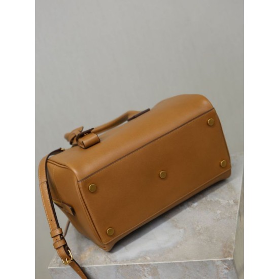 Replica Borsa a mano piccola Sac De Jour Boston YSL Saint Laurent marrone pelle liscia Imitazioni Outlet Online Italia