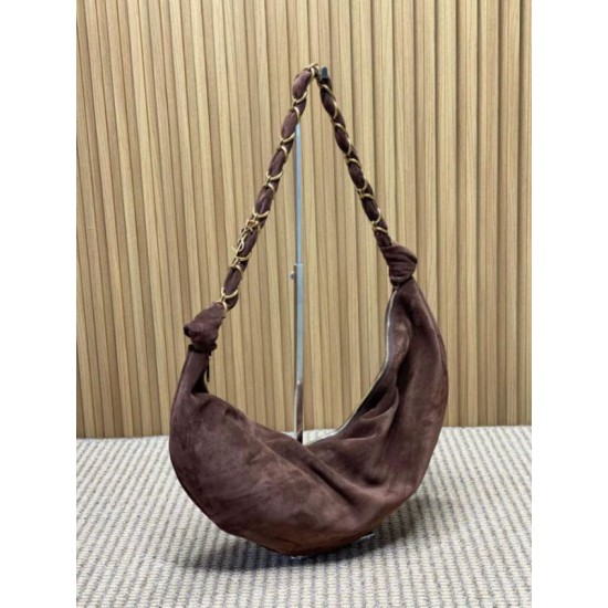 Replica Borsa a tracolla Hobo YSL Saint Laurent Amalia croissant Caffè Imitazioni Outlet Online Italia