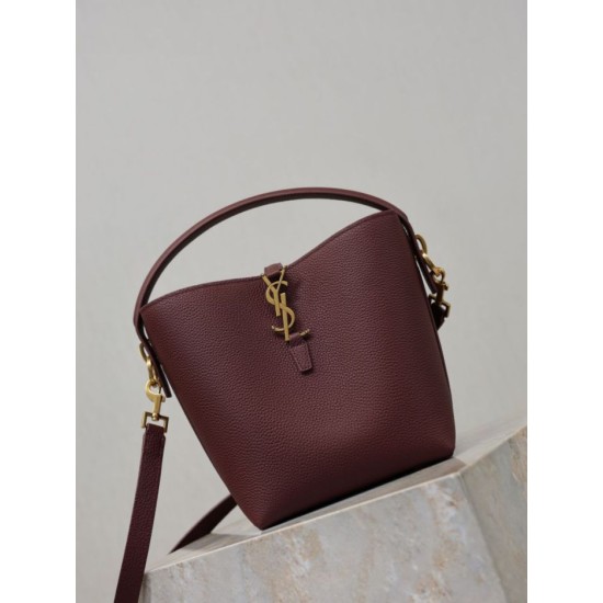 Replica Borsa a secchiello piccola YSL Saint Laurent LE 37 marrone Imitazioni Outlet Online Italia