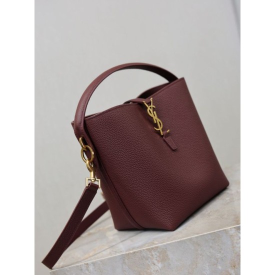 Replica Borsa a secchiello piccola YSL Saint Laurent LE 37 marrone Imitazioni Outlet Online Italia