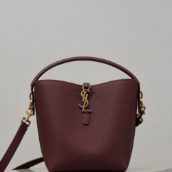 Replica Borsa a secchiello piccola YSL Saint Laurent LE 37 marrone Imitazioni Outlet Online Italia
