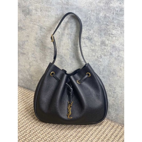 Replica Borsa hobo piccola YSL Saint Laurent Paris VII nera goffrata Imitazioni Outlet Online Italia