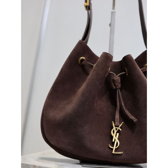 Replica Borsa a tracolla YSL Saint Laurent Jamie Pochon PARIS VII scamosciata Caffè Imitazioni Outlet Online Italia