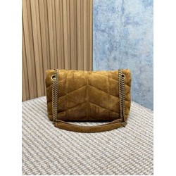 Replica Borsa a tracolla media YSL Saint Laurent Toy puffer cammello scamosciata Imitazioni Outlet Online Italia