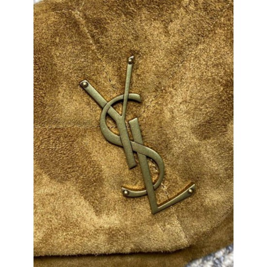 Replica Borsa a tracolla media YSL Saint Laurent Toy puffer cammello scamosciata Imitazioni Outlet Online Italia