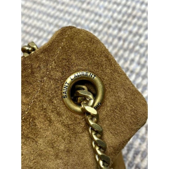 Replica Borsa a tracolla media YSL Saint Laurent Toy puffer cammello scamosciata Imitazioni Outlet Online Italia