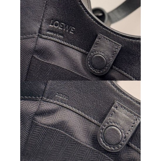 Replica Borsa tote media classica Loewe Hammock Flip Nero Imitazioni Outlet Online Italia