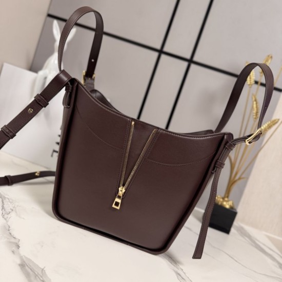 Replica Borsa tote media classica Loewe Hammock Flip Marrone Imitazioni Outlet Online Italia