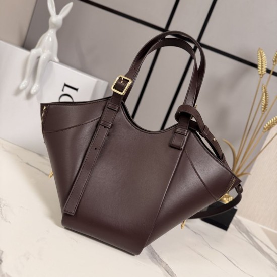 Replica Borsa tote media classica Loewe Hammock Flip Marrone Imitazioni Outlet Online Italia