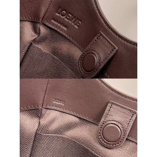 Replica Borsa tote media classica Loewe Hammock Flip Marrone Imitazioni Outlet Online Italia