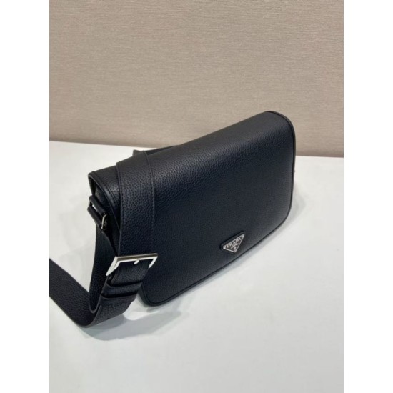 Replica Borsa a tracolla strutturata Prada nera Imitazioni Outlet Online Italia