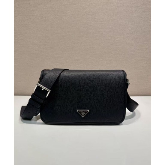 Replica Borsa a tracolla strutturata Prada nera Imitazioni Outlet Online Italia