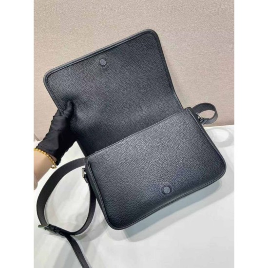 Replica Borsa a tracolla strutturata Prada nera Imitazioni Outlet Online Italia
