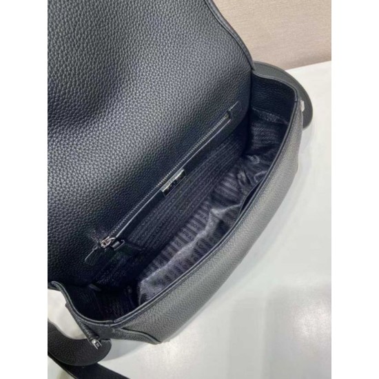 Replica Borsa a tracolla strutturata Prada nera Imitazioni Outlet Online Italia