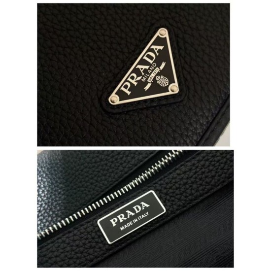 Replica Borsa a tracolla strutturata Prada nera Imitazioni Outlet Online Italia