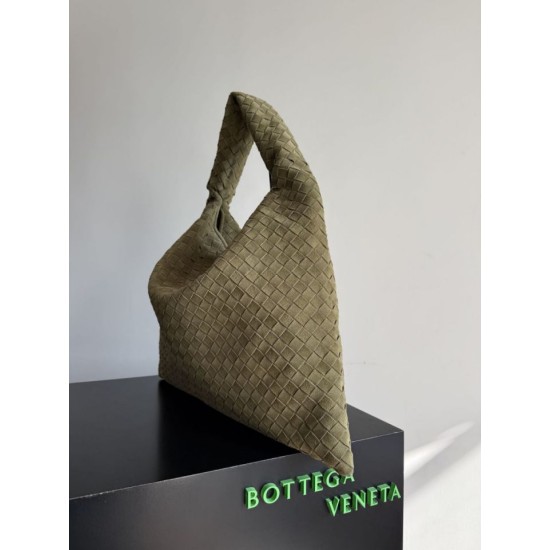 Replica Borsa a tracolla Bottega Veneta Large Hop in camoscio intrecciato verde oliva Imitazioni Outlet Online Italia