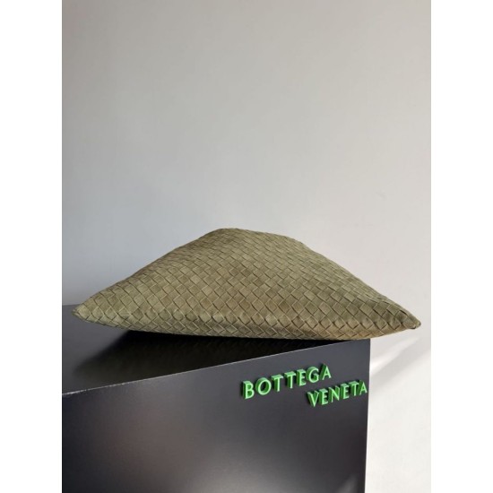 Replica Borsa a tracolla Bottega Veneta Large Hop in camoscio intrecciato verde oliva Imitazioni Outlet Online Italia