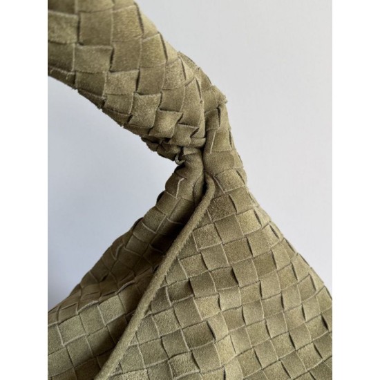 Replica Borsa a tracolla Bottega Veneta Large Hop in camoscio intrecciato verde oliva Imitazioni Outlet Online Italia