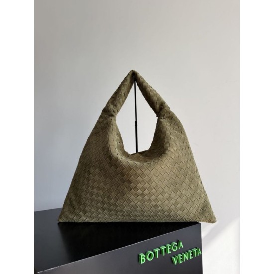 Replica Borsa a tracolla Bottega Veneta Large Hop in camoscio intrecciato verde oliva Imitazioni Outlet Online Italia