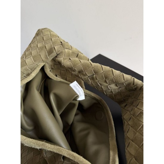 Replica Borsa a tracolla Bottega Veneta Large Hop in camoscio intrecciato verde oliva Imitazioni Outlet Online Italia