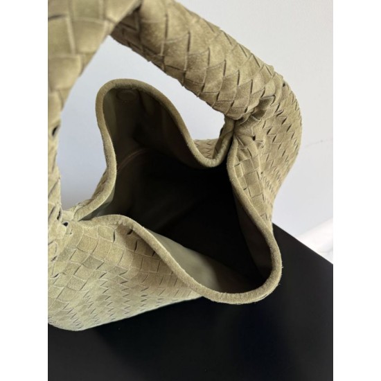 Replica Borsa a tracolla Bottega Veneta Large Hop in camoscio intrecciato verde oliva Imitazioni Outlet Online Italia