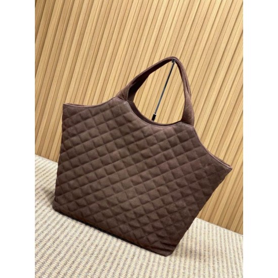 Premio Replica Borsa tote YSL Saint Laurent Icare scamosciata marrone Imitazione Outlet