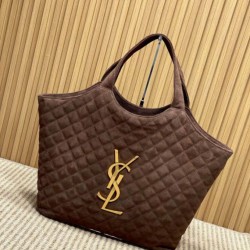 Premio Replica Borsa tote YSL Saint Laurent Icare scamosciata marrone Imitazione Outlet