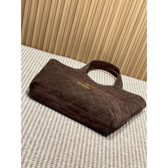 Premio Replica Borsa tote YSL Saint Laurent Icare scamosciata marrone Imitazione Outlet