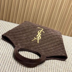 Premio Replica Borsa tote YSL Saint Laurent Icare scamosciata marrone Imitazione Outlet