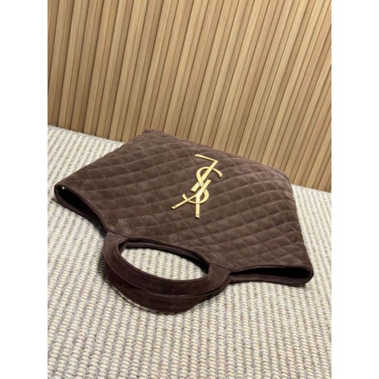 Premio Replica Borsa tote YSL Saint Laurent Icare scamosciata marrone Imitazione Outlet
