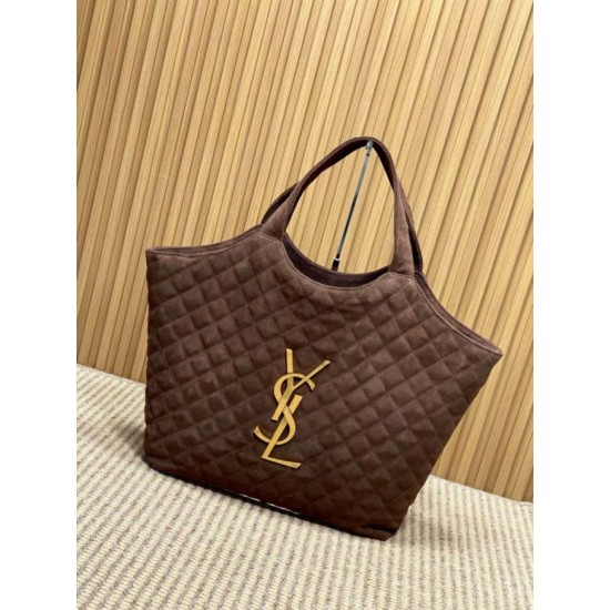 Premio Replica Borsa tote YSL Saint Laurent Icare scamosciata marrone Imitazione Outlet