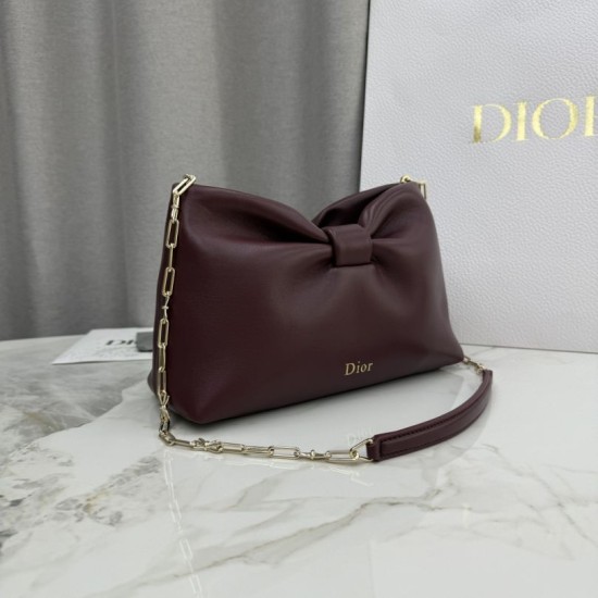 Premio Replica Borsa a tracolla Dior Bow piccola/media con finitura oro Caffè Imitazione Outlet