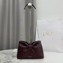 Premio Replica Borsa a tracolla Dior Bow piccola/media con finitura oro Caffè Imitazione Outlet