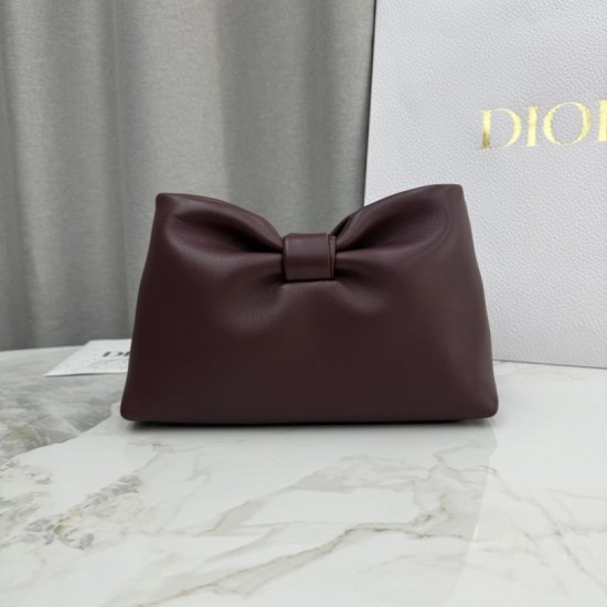 Premio Replica Borsa a tracolla Dior Bow piccola/media con finitura oro Caffè Imitazione Outlet