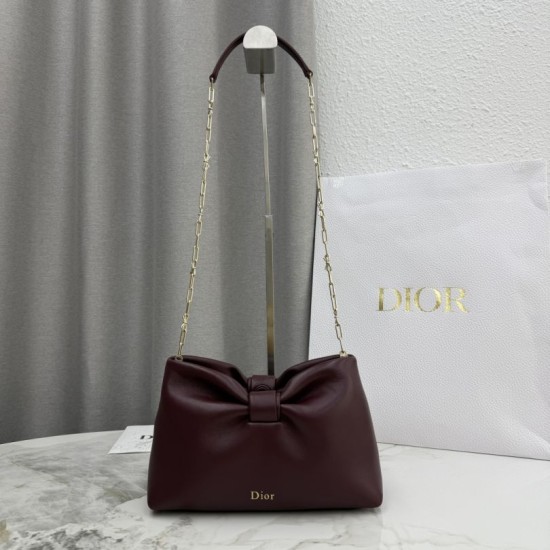 Premio Replica Borsa a tracolla Dior Bow piccola/media con finitura oro Caffè Imitazione Outlet
