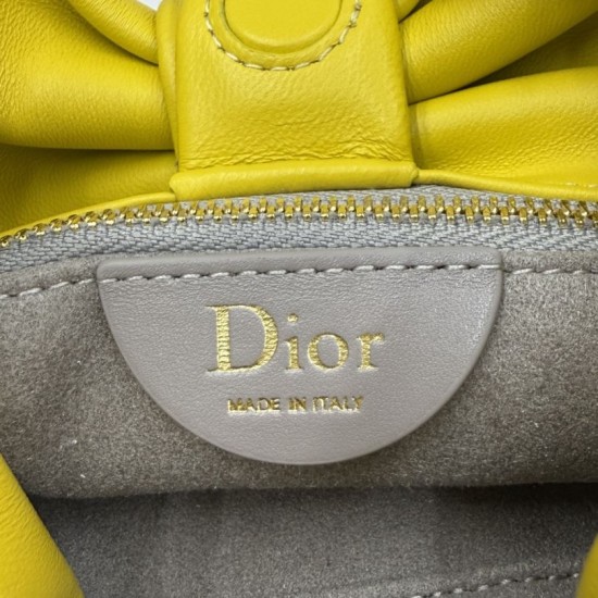 Premio Replica Borsa a tracolla Dior Bow piccola/media con finitura oro Giallo Imitazione Outlet