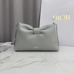 Premio Replica Borsa a tracolla Dior Bow piccola/media con finitura oro Grigio Imitazione Outlet