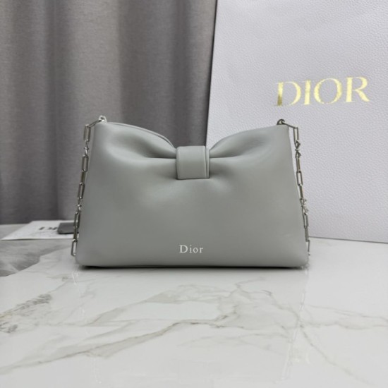 Premio Replica Borsa a tracolla Dior Bow piccola/media con finitura oro Grigio Imitazione Outlet