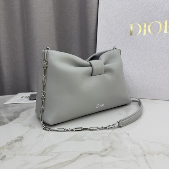 Premio Replica Borsa a tracolla Dior Bow piccola/media con finitura oro Grigio Imitazione Outlet