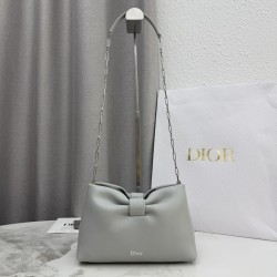 Premio Replica Borsa a tracolla Dior Bow piccola/media con finitura oro Grigio Imitazione Outlet