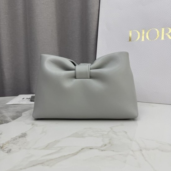 Premio Replica Borsa a tracolla Dior Bow piccola/media con finitura oro Grigio Imitazione Outlet