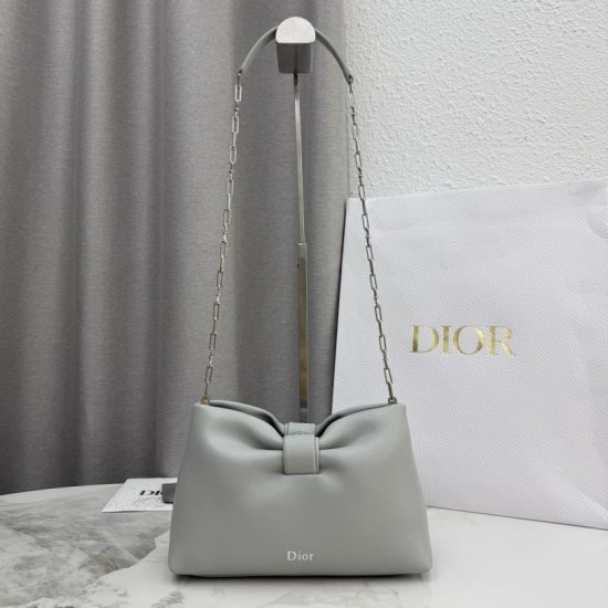 Premio Replica Borsa a tracolla Dior Bow piccola/media con finitura oro Grigio Imitazione Outlet